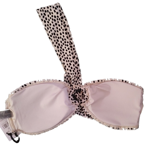 Kendall & Kylie Cream with Black Animal Dots Bikini Top Sz.M NWT - Picture 4 of 5